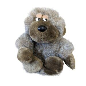 Vintage Cuddle Wit Plush Monkey Ape Baboon Bear Toy Gray HTF 11" W/ Orange Detai